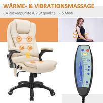 masazine kede - HOMCOM Ergonomiška darbo kėdė su juosmens atrama, reguliuojamo aukščio, kreminė (Cream) - 7 nuotrauka