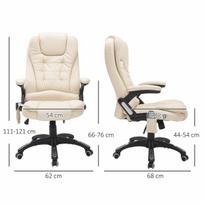 masazine kede - HOMCOM Ergonomiška darbo kėdė su juosmens atrama, reguliuojamo aukščio, kreminė (Cream) - 8 nuotrauka