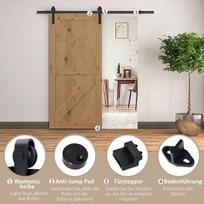 begeliai stumdomoms durims - HOMCOM Stumdomų durų furnitūros komplektas 183 cm, tamsiai rudas (Dark Brown) - 6 nuotrauka