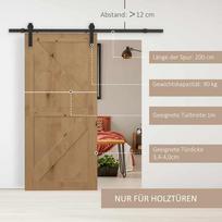 begeliai stumdomoms durims - HOMCOM Stumdomų durų furnitūros komplektas 183 cm, tamsiai rudas (Dark Brown) - 7 nuotrauka
