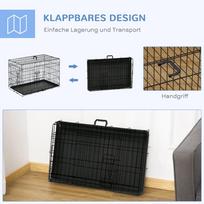 voljeras - Pawhut Metalinis sulankstomas šuns narvas 76x46x52 cm, Juodas (Black) - 3 nuotrauka