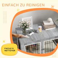 voljeras - Pawhut Medinis narvas šunims su pagalve, 90 x 58 x 65 cm, Pilka (Gray) - 4 nuotrauka