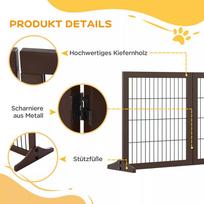 voljeras - Pawhut Laisvai pastatoma medinė tvorėlė augintiniams, 185 x 36 x 71 cm, Ruda (Brown) - 5 nuotrauka