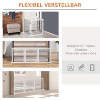 voljeras - Pawhut Medinė barjerinė tvorelė augintiniams - Balta (White) 185 x 36 x 71 cm - 7 nuotrauka