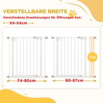 apsauginiai varteliai - PawHut apsauginiai varteliai, 74-87 cm, balti (White) - 5 nuotrauka