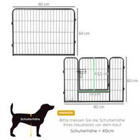 voljeras - Pawhut Metalinis šuniukų aptvaras su 12 skydelių, Juodas (Black) - 8 nuotrauka