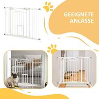 vartai varteliai - PawHut Laiptų vartai šunims, automatinės durys be grąžto, 74-100 cm, Balta (White) - 2 nuotrauka