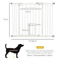 vartai varteliai - PawHut Laiptų vartai šunims, automatinės durys be grąžto, 74-100 cm, Balta (White) - 8 nuotrauka