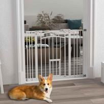 vartai varteliai - PawHut Laiptų vartai šunims, automatinės durys be grąžto, 74-100 cm, Balta (White) - 9 nuotrauka