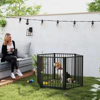 voljeras - Pawhut Šuniukų aptvaras 76 cm su durelėmis, juodas (Black) - 9 nuotrauka