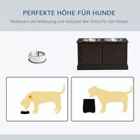 stoteles stovas - PawHut Šunų Dubenėliai su 2 Nerūdijančio Plieno Dubenėliais, Kava (Coffee) - 4 nuotrauka