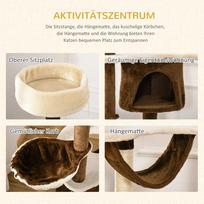 namelis draskykle katems - PawHut Draskyklė XXL su kačių urvu ir hamaku, 153 cm, ruda (Brown) - 5 nuotrauka