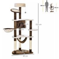 namelis draskykle katems - PawHut Draskyklė XXL su kačių urvu ir hamaku, 153 cm, ruda (Brown) - 8 nuotrauka