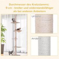 draskykle stulpas - PawHut kačių medis "Ceiling High", smėlinis (Sand), reguliuojamo aukščio, 40x34x230-260 cm - 3 nuotrauka