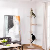 draskykle stulpas - PawHut kačių medis "Ceiling High", smėlinis (Sand), reguliuojamo aukščio, 40x34x230-260 cm - 9 nuotrauka