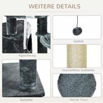 kaciukai medis - PawHut draskyklė katėms, reguliuojamo aukščio 220-265 cm, tamsiai pilka (Dark Grey) - 5 nuotrauka