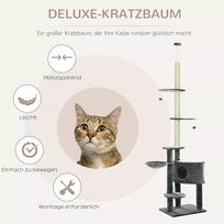 kaciukai medis - PawHut draskyklė katėms, reguliuojamo aukščio 220-265 cm, tamsiai pilka (Dark Grey) - 6 nuotrauka