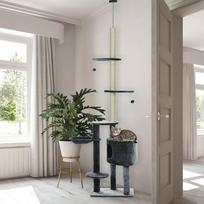 kaciukai medis - PawHut draskyklė katėms, reguliuojamo aukščio 220-265 cm, tamsiai pilka (Dark Grey) - 9 nuotrauka
