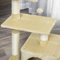 smelis katems - PawHut draskyklė katėms su sizaliu, minkštu pliušu, draskymo lenta, stabili, E1 klasės medžio drožlių plokštė, 50x30x80cm - 3 nuotrauka