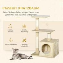 smelis katems - PawHut draskyklė katėms su sizaliu, minkštu pliušu, draskymo lenta, stabili, E1 klasės medžio drožlių plokštė, 50x30x80cm - 7 nuotrauka