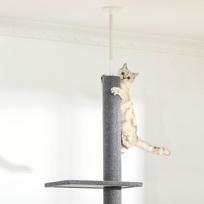kaciukai medis - PawHut reguliuojamo aukščio draskyklė katėms, žaidimų medis, pilkas (Grey), 43x27x228-260 cm - 3 nuotrauka