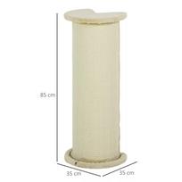 draskykle stulpas - PawHut draskyklė katėms, 85 cm, kreminė/balta (Cream/White) - 8 nuotrauka