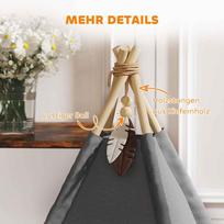 kaciu guolis - PawHut Teepee palapinė naminiams gyvūnams, pilka (Grey) - 4 nuotrauka