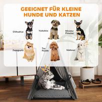 kaciu guolis - PawHut Teepee palapinė naminiams gyvūnams, pilka (Grey) - 7 nuotrauka
