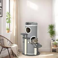 namelis draskykle katems - PawHut Draskyklė katėms, 99 cm, Pilka (Grey) su guoliu ir žaidimų kamuoliuku - 9 nuotrauka