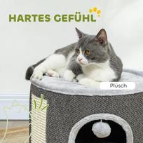 namelis draskykle katems - PawHut draskyklė-namelis, 30 cm aukščio katėms, su anga, draskyklė, sisalinis katės bokštas, iki 5kg svorio katėms, tamsiai pilka - 6 nuotrauka