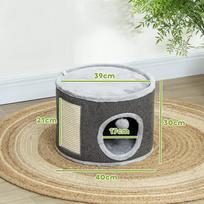 namelis draskykle katems - PawHut draskyklė-namelis, 30 cm aukščio katėms, su anga, draskyklė, sisalinis katės bokštas, iki 5kg svorio katėms, tamsiai pilka - 8 nuotrauka