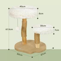 zaidimas kriause - PawHut draskyklė, 61,5 cm aukščio katėms, su žaisliniu kamuoliuku, lovelėmis, draskymo lenta, katėms iki 5kg, kriaušės mediena, balta - 8 nuotrauka