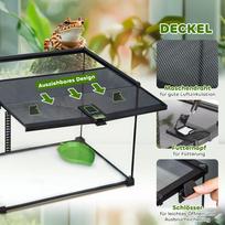 stikline dezute - Pawhut Stiklinis terariumas ropliams su termometru 50 x 30 x 35 cm - 6 nuotrauka