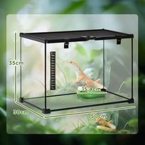 stikline dezute - Pawhut Stiklinis terariumas ropliams su termometru 50 x 30 x 35 cm - 8 nuotrauka