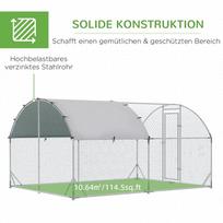voljeras - PawHut lauko voljeras 280 x 380 x 197 cm, sidabrinis (Silver) - 5 nuotrauka