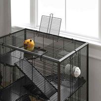 ziurkenu narvai - PawHut Nykštukinių žiurkėnų narvelis su stikliniu dugnu, 4 pakopų, 78,5 x 48,5 x 80 cm, Juodas (Black) - 3 nuotrauka