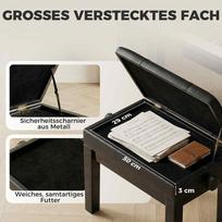 reguliuojama kede - Suoliukas-daiktadėžė HOMCOM Pianino kėdė, juodas (Black) - 6 nuotrauka