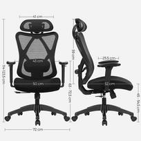 kede - Songmics Ergonomiška biuro kėdė OBN063B01, juoda (Black) - 2 nuotrauka