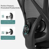 kede - Songmics Ergonomiška biuro kėdė OBN063B01, juoda (Black) - 4 nuotrauka