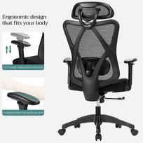 kede - Songmics Ergonomiška biuro kėdė OBN063B01, juoda (Black) - 5 nuotrauka