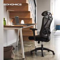 kede - Songmics Ergonomiška biuro kėdė OBN063B01, juoda (Black) - 8 nuotrauka