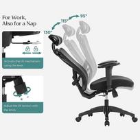 kede - Songmics Ergonomiška biuro kėdė OBN063B01, juoda (Black) - 9 nuotrauka