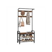 batu suoliukas su lentyna - VASAGLE Drabužių kabykla su batų lentyna, 32x85x175 cm, Ruda-Juoda (Brown-Black) - 7 nuotrauka