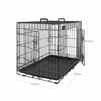 voljeras - Feandrea Metalinis dviejų durų narvas šuniui 122 x 74,5 x 80,5 cm, Juodas (Black) - 2 nuotrauka