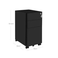 rakinama stalciu spintele - Songmics Mobilus pjedestalas su 3 stalčiais, Juodas (Black) - 2 nuotrauka