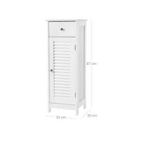 spintele su durelemis - Vasagle Siaura vonios spintelė su lamelių durelėmis, balta (White) - 2 nuotrauka