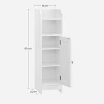 spintele vasagle - Vasagle siaura vonios spintelė su durelėmis, balta (White) - 4 nuotrauka