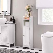 spintele vasagle - Vasagle siaura vonios spintelė su durelėmis, balta (White) - 8 nuotrauka