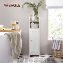 spintele vasagle - Vasagle siaura vonios spintelė su durelėmis, balta (White) - 9 nuotrauka