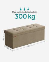 songmics sandeliavimo - Songmics Sulankstomas suoliukas su daiktadėže 110 cm, šviesiai tamsiai pilkas (Light Dark Gray) - 5 nuotrauka